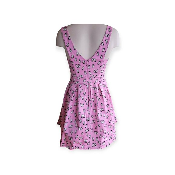 ModCloth Ixia sleeveless pink retro French Bulldog printed summer dress size XS - Picture 9 of 13